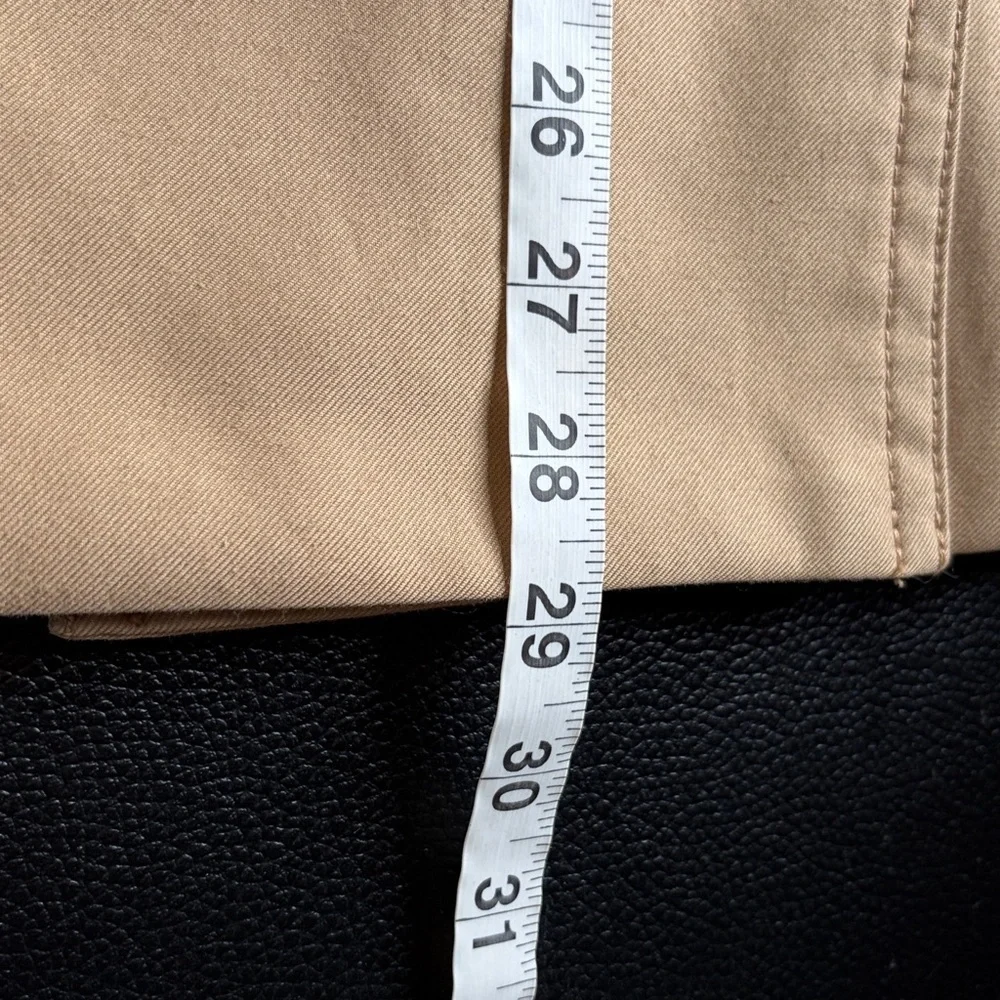 Coach Signature Lapel Short Trench Coat tan khaki  Striped Liner Designer sz XS